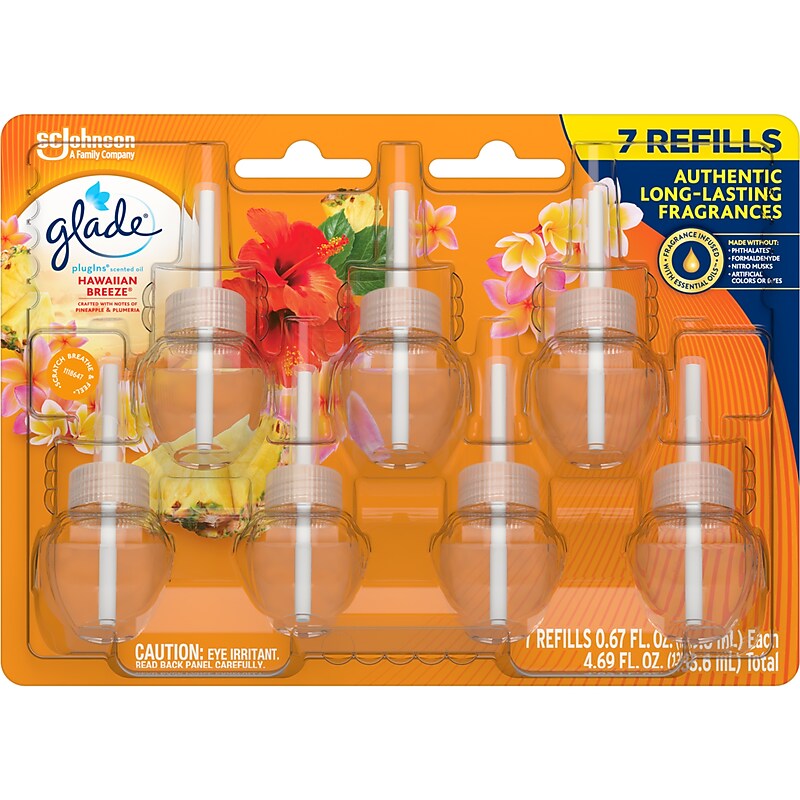 Glade PlugIns Scented Oil Refill, Hawaiian Breeze, 0.67 Fl. Oz., 7/Pack (350767) image 1