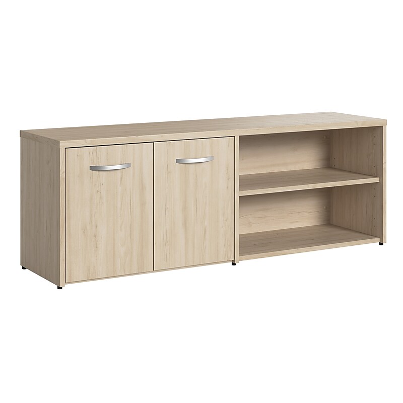 Bush Business Furniture Studio C Low Storage Cabinet with Doors and Shelves, Natural Elm (SCS160NE) image 1