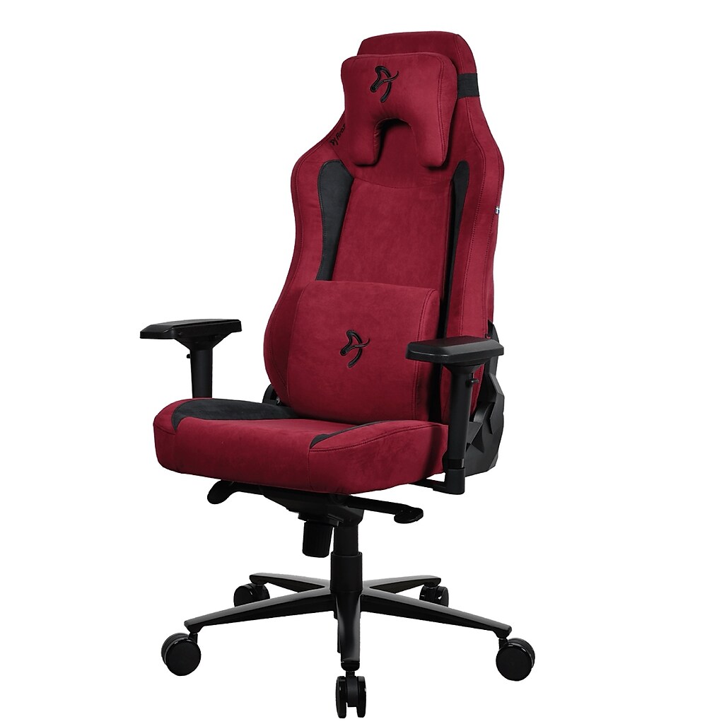 Red ergonomic racing gaming chair from a side/front angle