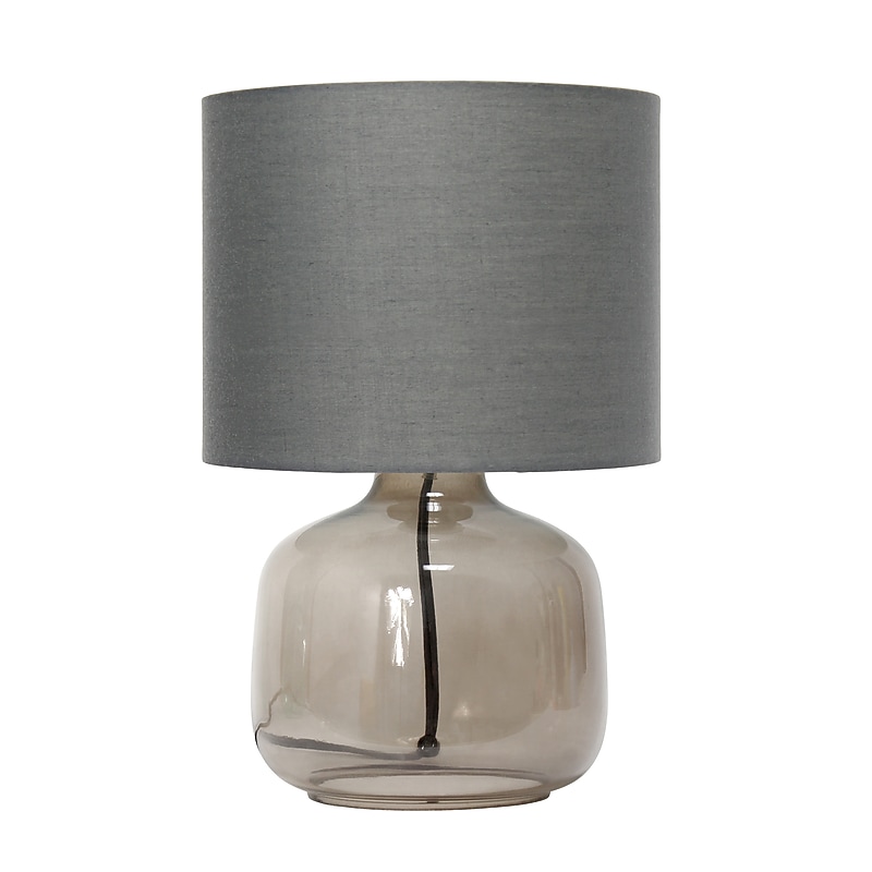 Creekwood Home Round Modern Glass 13.75" LED Table Lamp, Smoke/Gray (CWT-1015-SG) image 1