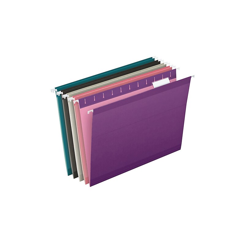 Pendaflex Reinforced Hanging File Folders, 1/5 Tab, Letter Size, Assorted Jeweltone Colors, 25/Box (PFX 4152 1/5 ASST2) image 1