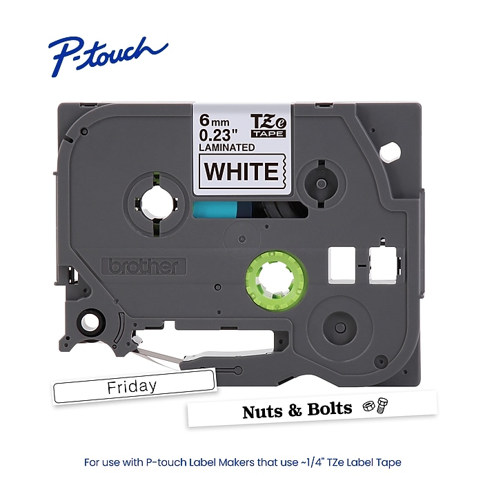Brother P-touch TZe-211 Laminated Label Tape, 1/4