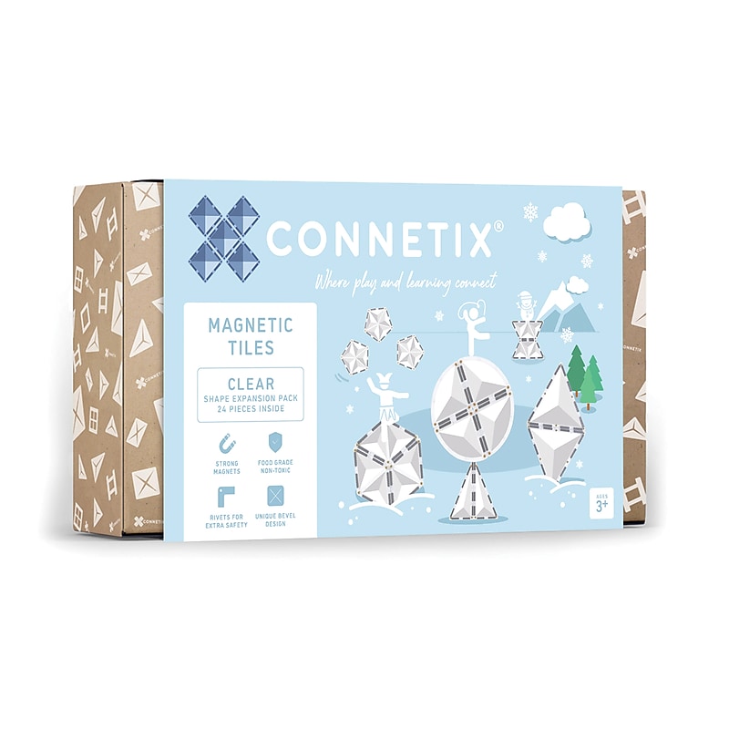 Connetix Magnetic Tiles Clear Shape Expansion Pack, 24 Pieces (CNTC00024SH) image 1
