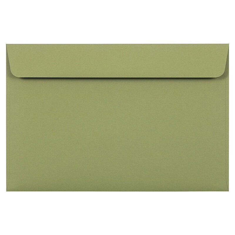 JAM Paper Booklet Envelope 6" x 9", Olive Green, 100/Pack (3157498d) image 1