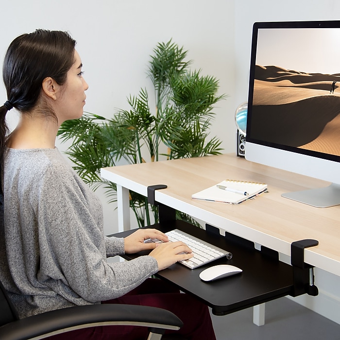 パソコンデスク Mount-It! Clamp-On Adjustable Keyboard and Mouse Tray, Black (MI