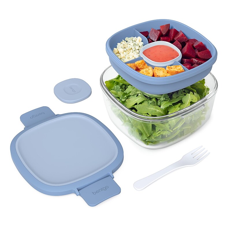 bentgo All-in-One Salad Container, 5-Compartment, Light Blue, 61 oz. (BGLASSAL-LB) image 1