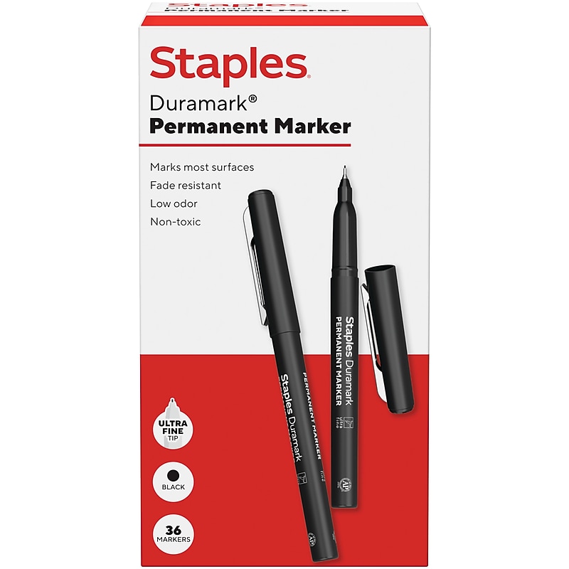 Staples Duramark Permanent Marker, Ultra Fine Tip, Black, 36/Pack (ST62948) image 1