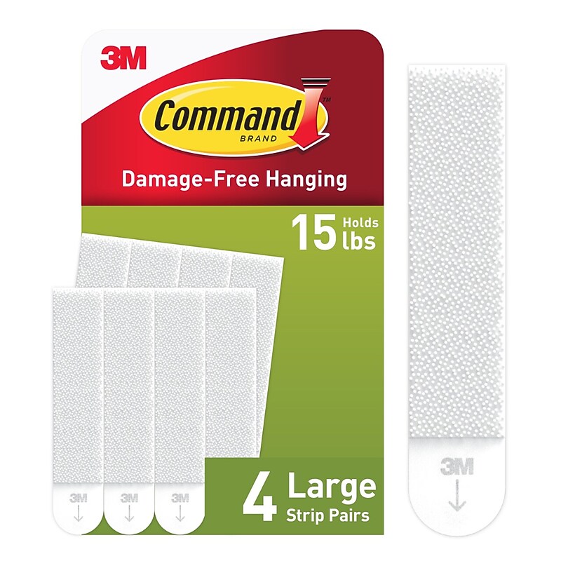 Command Large Hanging Strips, 15 lb., White, 4 Pairs/Pack (17206-ES) image 1