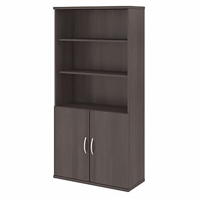 Bush Business Furniture Studio C 73"H 5-Shelf Bookcase with Adjustable Shelves, Storm Gray Laminated Wood (STC015SG)