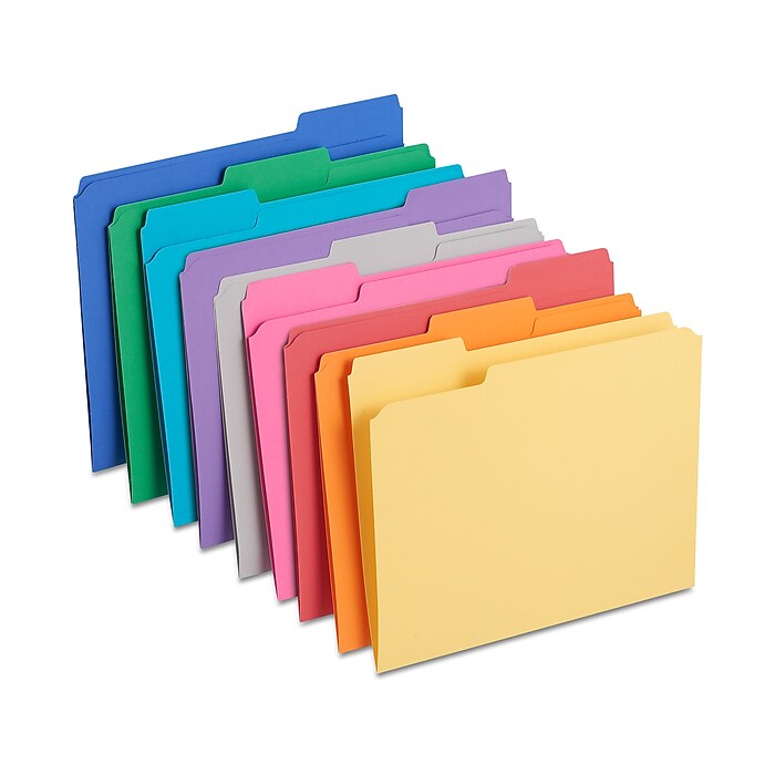 Staples Reinforced File Folders, Letter Size, 1/3‑Cut Tabs