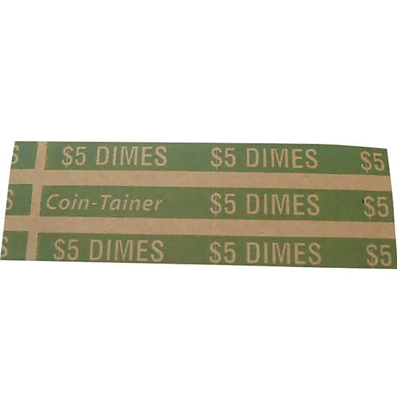CONTROLTEK Coin Wrappers, Kraft/Green, 1000/Box (560044) image 1