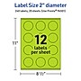 Avery Laser/Inkjet Multipurpose Circle Labels, 2" Dia., Bright Green, 240/Pack (94501)~#|#~1D1663A9-339E-41C0-A68B7356482897AE_sc7