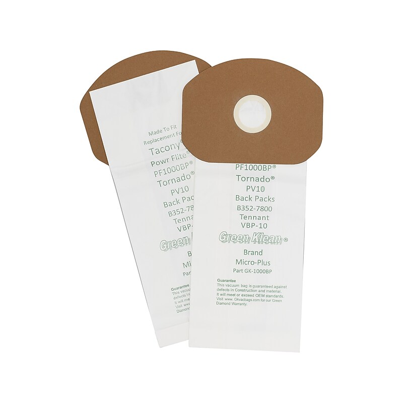 Green Klean Tennant/Nobles Aspen Replacement Vacuum Bag, White, 10/Pack (GK-1000BP-P) image 1