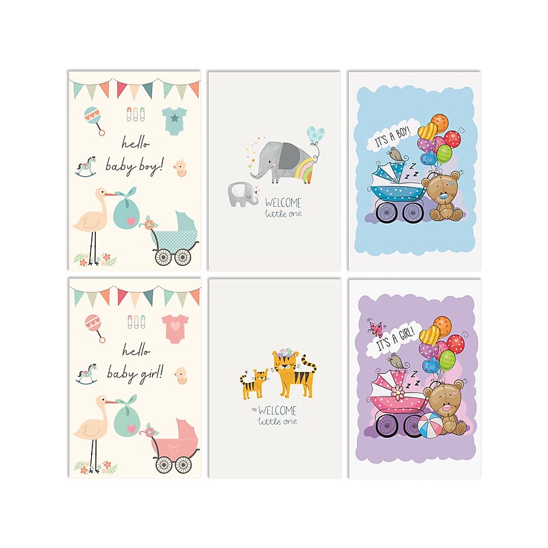 Better Office New Baby Cards with Envelopes, 6" x 4", Assorted Colors, 25/Pack (64625-25PK) image 1