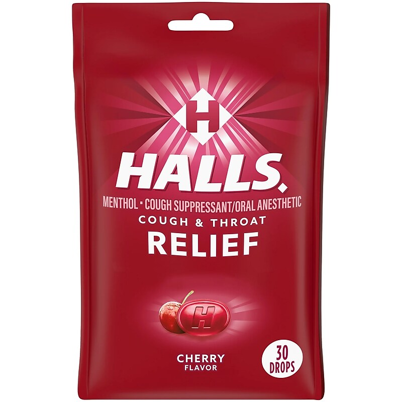 Halls Menthol Cough Drops, Cherry, 30/Pack (62182/5221-OWN) image 1