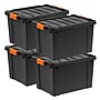 Iris Heavy Duty 78 Qt. Stackable Storage Bin with Latching Lid, Plastic, Black/Orange, 4/Pack (500154)~#|#~D4A4CA00-595C-4D20-AC8C68E92E748607_sc7
