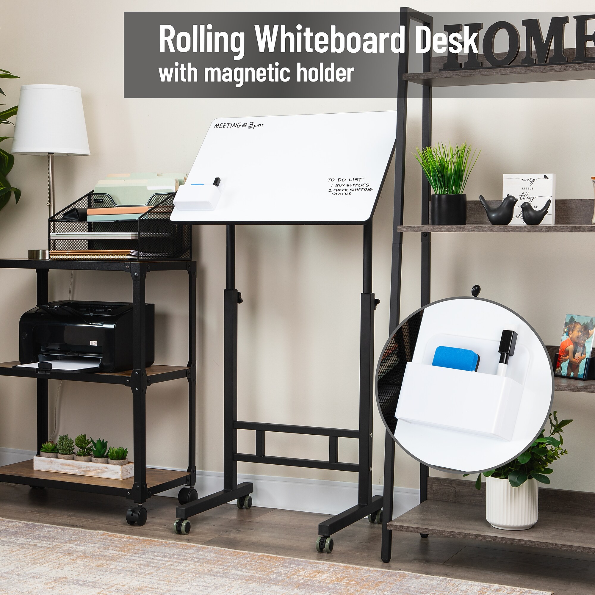 Mind Reader 24″W Adjustable Standing Whiteboard Desk, Black (SDWBOARD-BLK) Sansujyuku sansujyuku.com