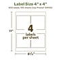 Avery EcoFriendly Laser/Inkjet Square Multipurpose Labels, 4" x 4", White, 400/Box (94100)~#|#~1D3ABBC2-E039-411E-853638FE11834413_sc7