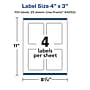 Avery Laser/Inkjet Multipurpose Labels, 4" x 3", White, 4 Labels/Sheet, 25 Sheets/Pack (94252)~#|#~1D442935-A0CE-4C46-8ED2B47D6BB673F2_sc7