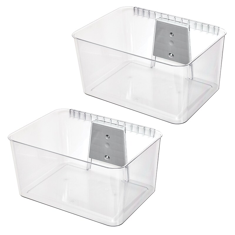iDESIGN Wall Mounted Large Stackable Plastic Storage Bin, 8" x 15"x 12.5", Clear, 2/Pack (29170M2) image 1