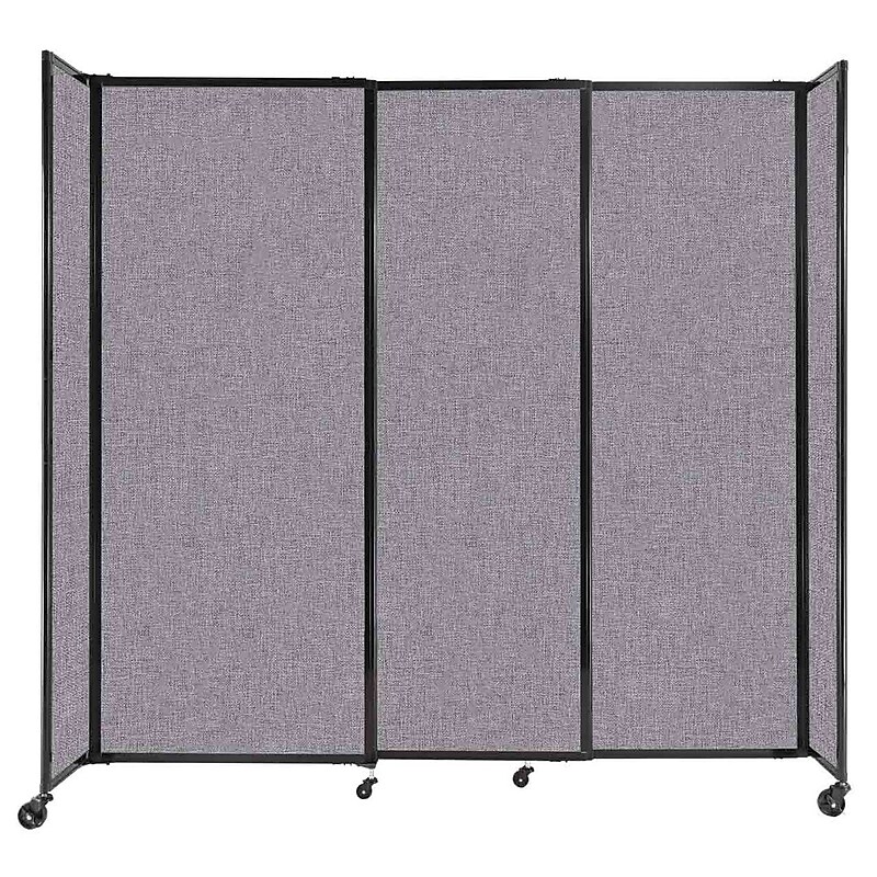 Versare ShieldWall Folding Mobile Room Divider, 82"H x 86"W, Cloud Gray Fabric (DS1911008-1) image 1