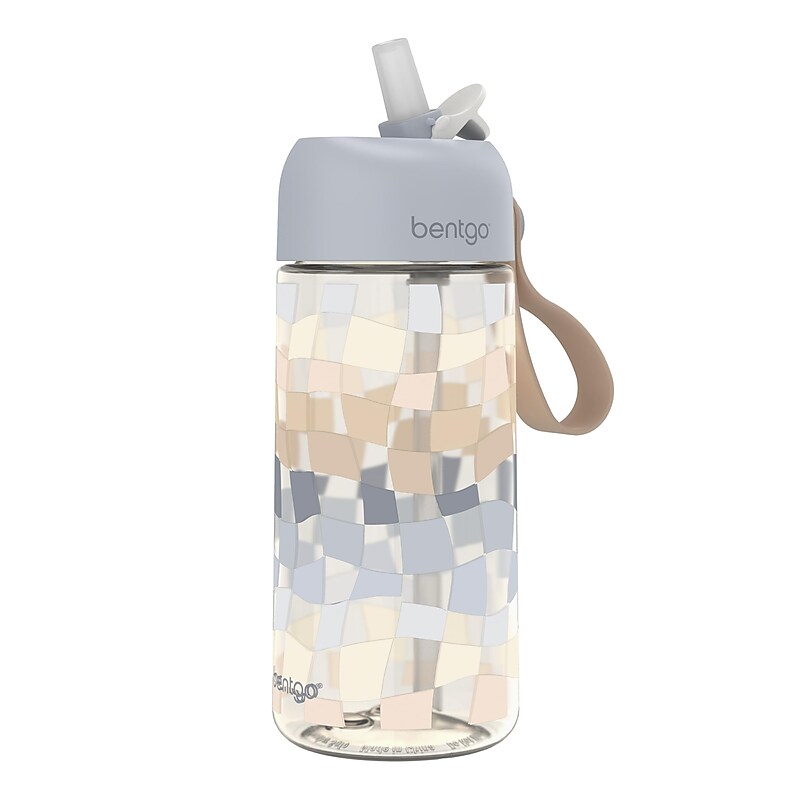 bentgo Whimsy & Wonder Plastic Water Bottle, 15 oz., Checker Gradient (BGKDWB1-CHK) image 1