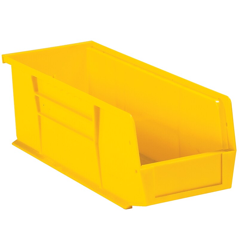 Quill Brand Small Stackable Plastic Storage Bin, 14.5" x 5.5"x 5", 29.5 Qt., Yellow, 12/Carton (BINP1555Y) image 1