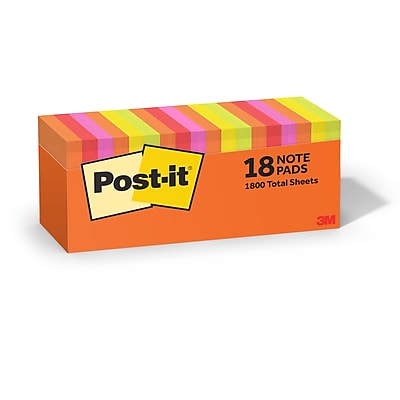 Post-it Notes, 3″ x 3″, Sunburst Collection, 100 Sheet/Pad, 18 Pads/Pack (654-18SUN-CP) Sansujyuku sansujyuku.com