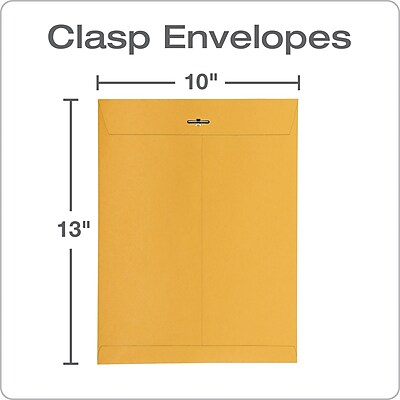 thumbnail image 2 of 100x 10x13 Clasp Envelopes – 28lb Kraft Manila – Gummed Closure, Business Shipping 2 of 6