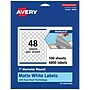 Avery Laser/Inkjet Round Multipurpose Labels, White, 48 Labels/Sheet, 100 Sheets/Pack (94500-TWMP100)~#|#~1D6157FB-0D68-4744-8978EB45831EA330_sc7