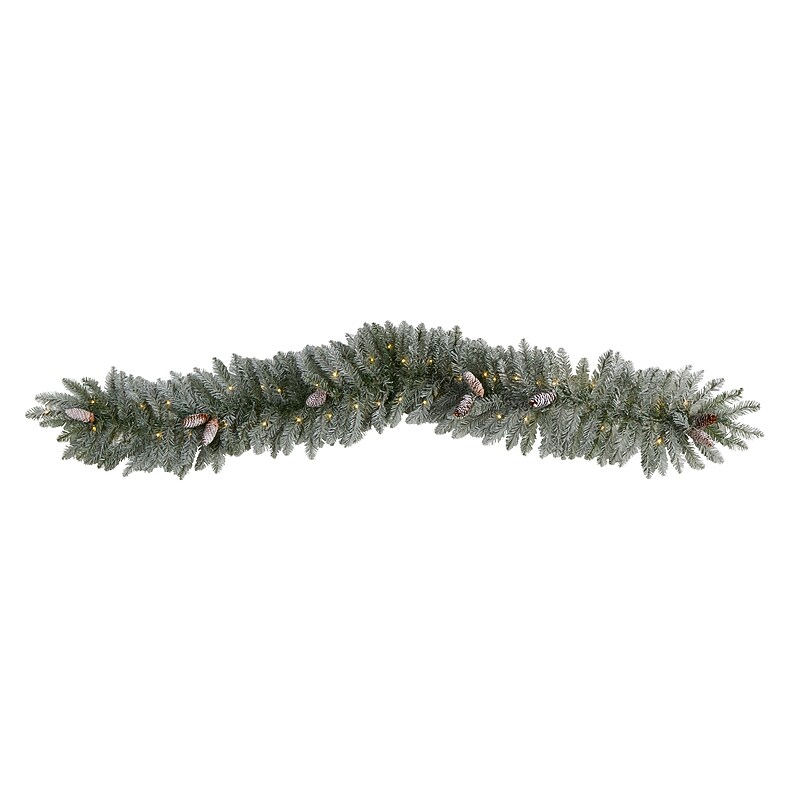 Nearly Natural Frosted Artificial Christmas Garland, 6' (W1295) image 1