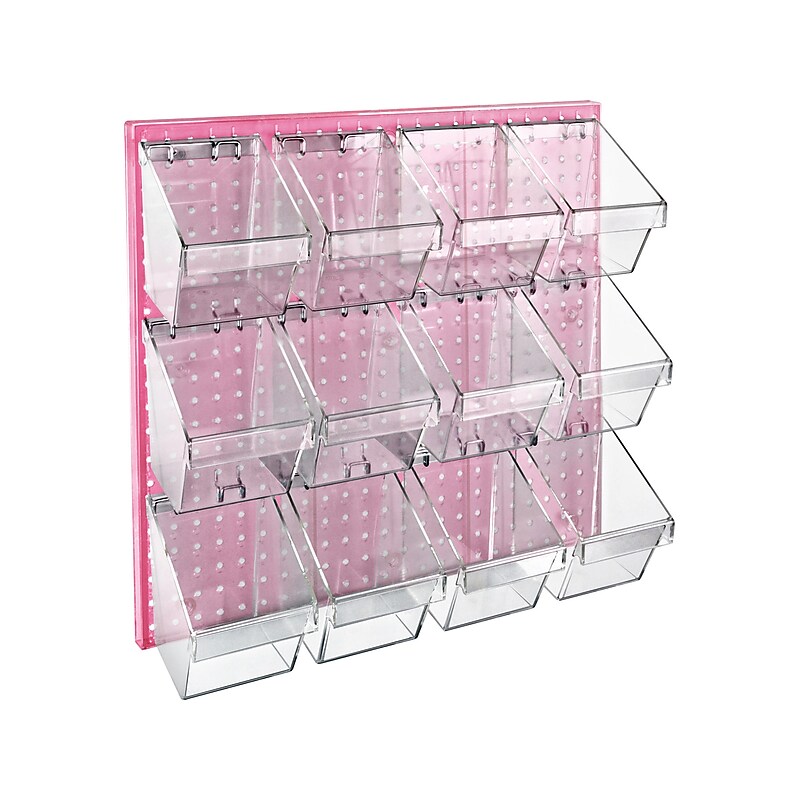 Azar 24" x 24" Pegboard 12 Small Bucket Accessory Organizer Kit, Pink, Each (700617-PNK) image 1
