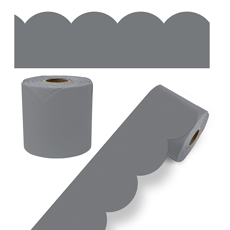 Carson-Dellosa Scalloped Bulletin Board Border, 2.25 x 65, Steel Gray (108539) image 1