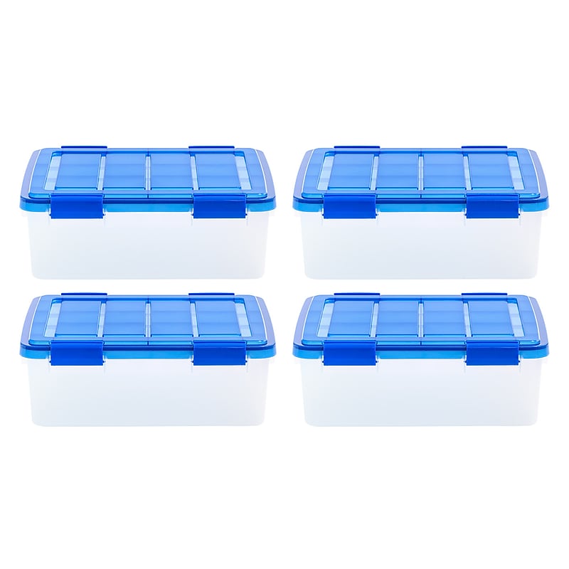 Iris 26.5 Quart Element Resistant Ultimate Clear Latching Plastic Storage Bin, Clear, 4/Pack (500133) image 1