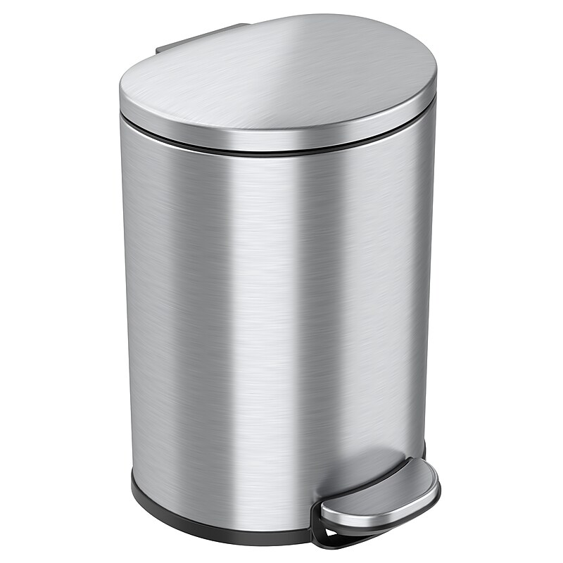 iTouchless SoftStep Semi-Round Stainless Steel Step Trash Can with Hinged Lid, 2.91 Gallon (IP03DSS) image 1