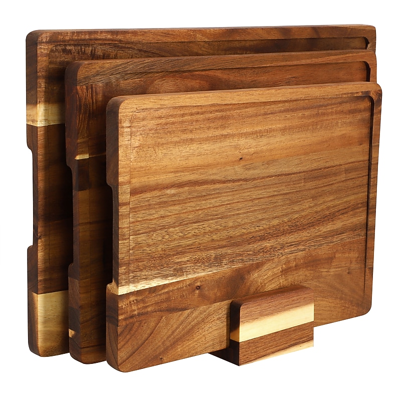 MegaChef Acacia Wood Cutting Board Set with Base image 1