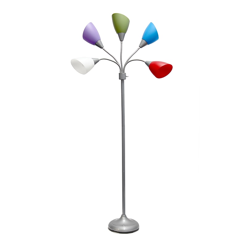 Simple Designs Medusa 67" Silver Floor Lamp with Cone Shades, Multicolored (LF2006-SDM) image 1