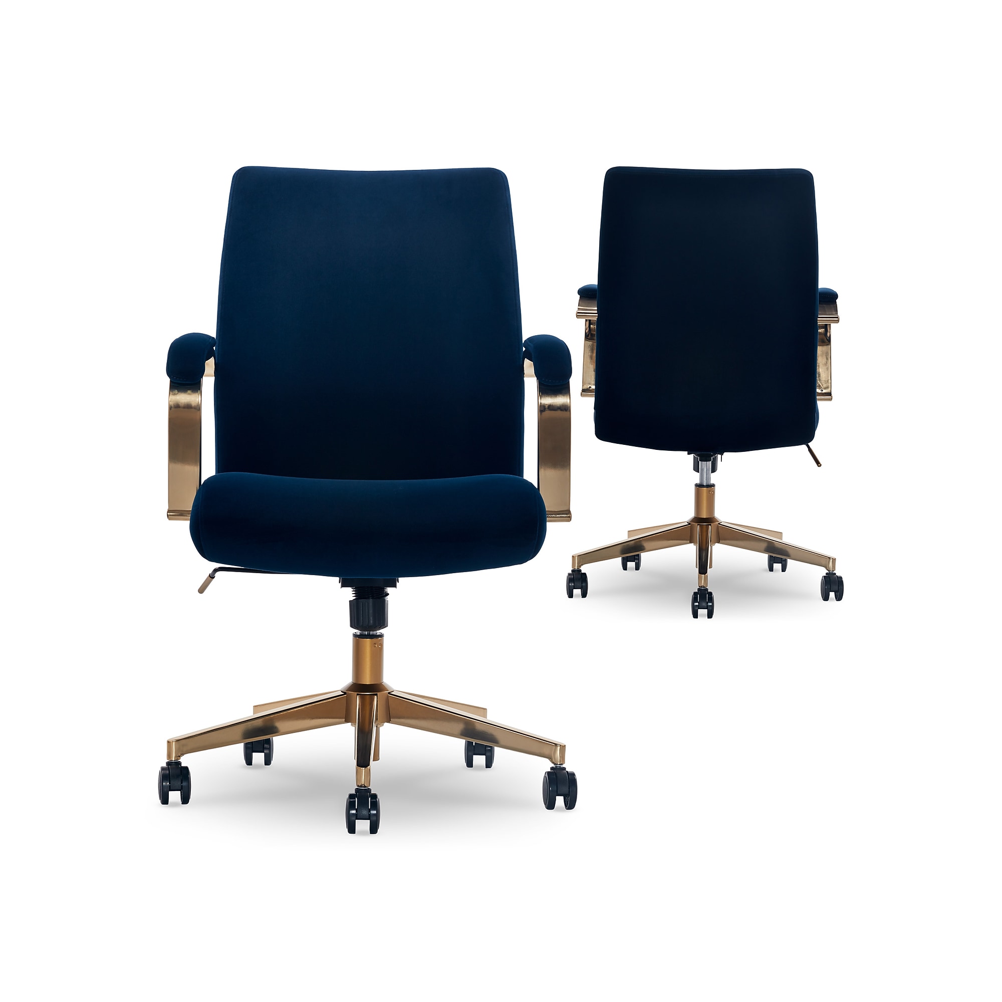 Thomasville Furniture Joelle Ergonomic Fabric/Metal Desk Chair, Blue/Gold (60068) Sansujyuku sansujyuku.com