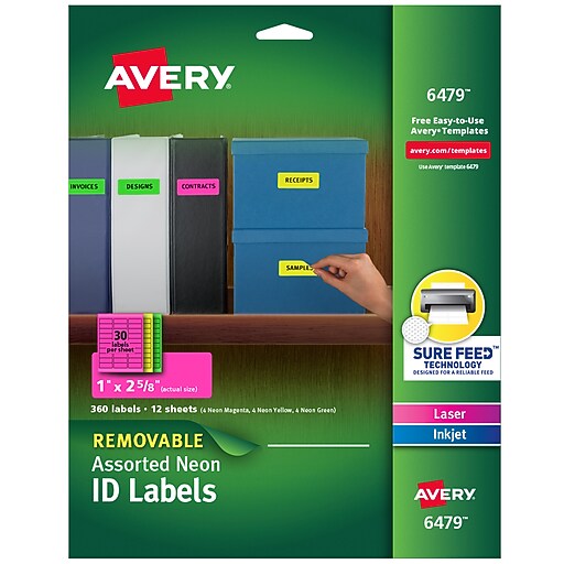 Avery Sure Feed Laser/Inkjet ID Labels, 1