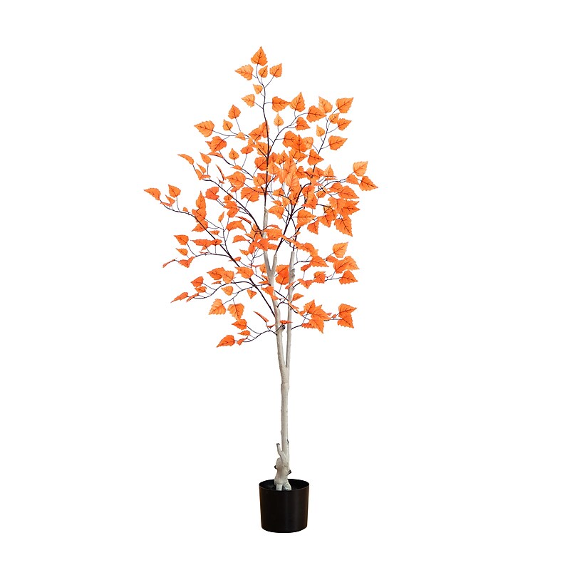 Nearly Natural 5' Autumn Paper Birch Artificial Fall Tree (T4746) image 1