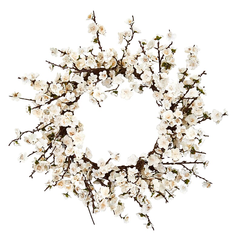 Nearly Natural 24-in Plum Blossom Wreath (4191) image 1