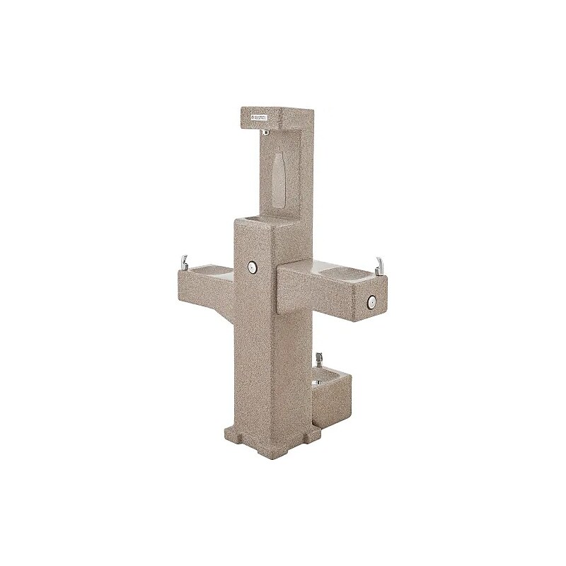 Global Industrial Outdoor Bilevel Water Fountain with Bottle Filler & Pet Station, Rotocast Granite (WB603605) image 1