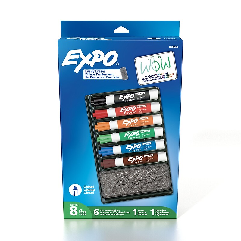 Expo Low Odor Dry-Erase Marker and Organizer Kit, Broad Chisel Tip, Assorted Colors (80556) image 1