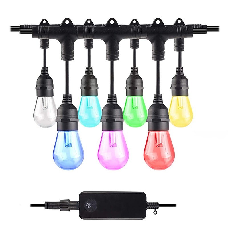 Bulbrite Solana 36-foot Smart String Light Kit with Shatter Resistant RGB Color Changing LED Light Bulbs (814361) image 1