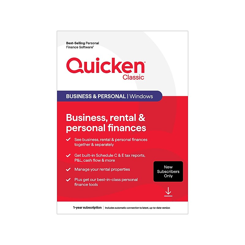 Quicken Classic Business & Personal for New Subscribers Only, 1 User, Windows/Android/iOS, Download (170478) image 1