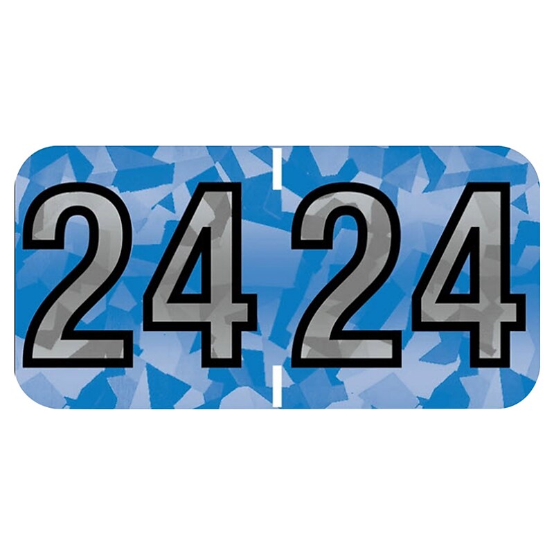 Medical Arts Press Holographic End-Tab Year Labels, 2024, Blue, 500/Roll (0724HBE) image 1