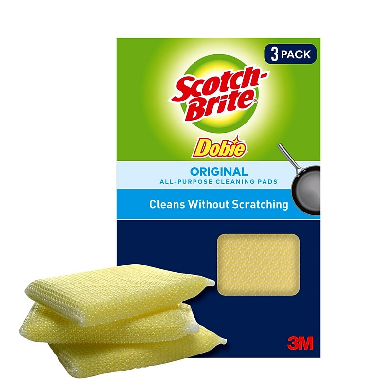 Scotch-Brite Dobie All-Purpose Non-Scratch Scouring Pad, Yellow, 3/Pack (723-2F) image 1