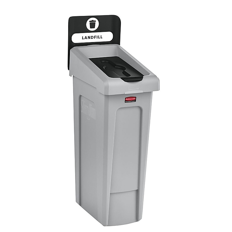 Rubbermaid Slim Jim Single-Stream Recycling Station, 23 Gallon, Gray/Black (2185053) image 1