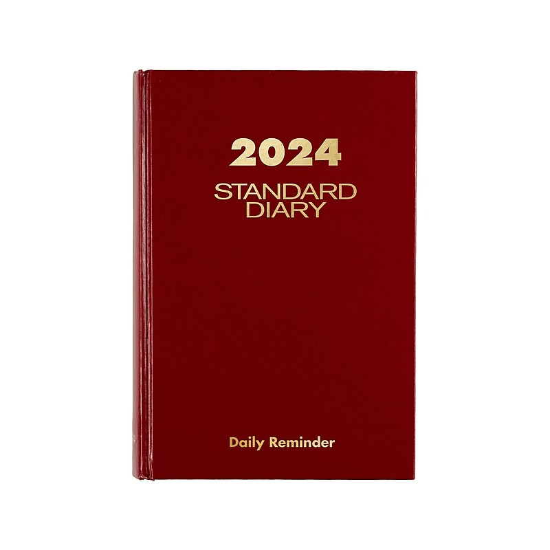 2024 AT-A-GLANCE 5.5" x 8.25" Daily Diary, Hardsided Cover, Red/Gold (SD389-13-24) image 1