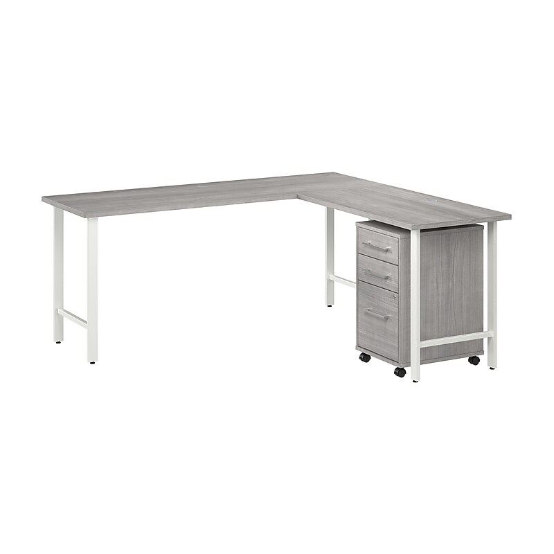 Bush Business Furniture Hustle 72"W L Shaped Computer Desk with 3 Drawer Mobile File Cabinet, Platinum Gray (HUS005PG) image 1